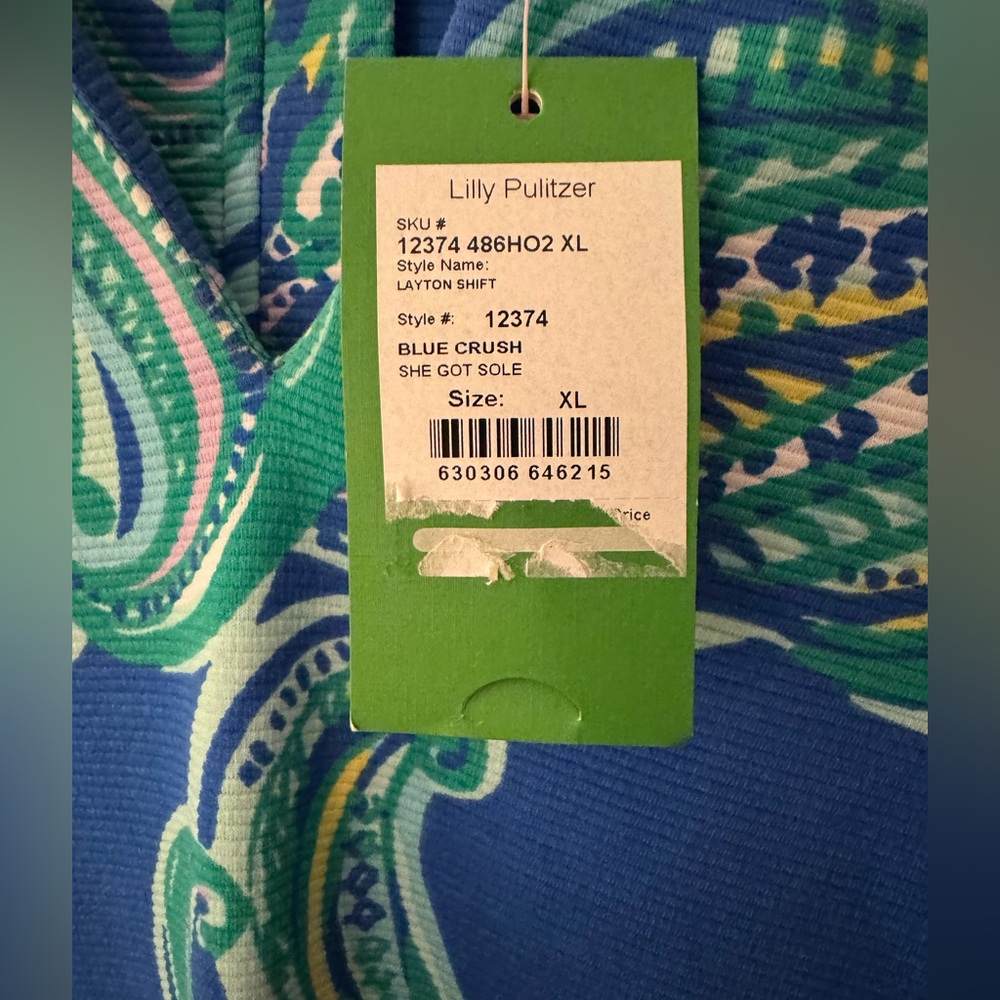Lilly Pulitzer Layton Blue Crush Shift Dress, She Got Sole Size XL, NWT - Picture 7 of 12